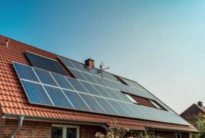 Solar panels on house roof