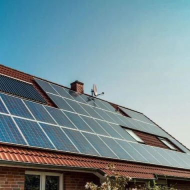 Solar panels on house roof